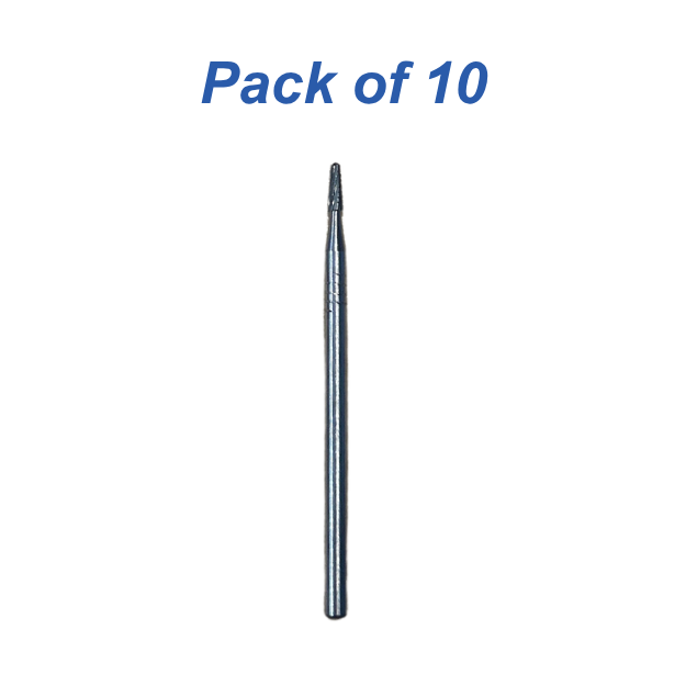 #1702 Oral Surgery Carbide Fissure Bur Round-End Cross-Cut Tapered HP 44.5mm (10 per Pack)