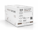 Vitality Chromic Gut Suture 3-0, 27" Thread with 19mm, 3/8 Reverse Cutting Needle. Brown. (Box of 12)