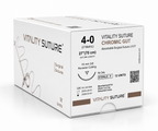 Chromic Gut Suture 4-0, 27" Thread with 19mm, 3/8 Reverse Cutting Needle. Brown.  - Vitality™(Box of 12)