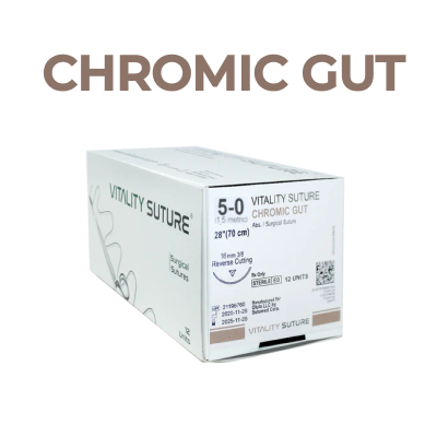 5-0 Chromic Gut 27" Surgical Suture 19mm 3/8 Reverse Cutting