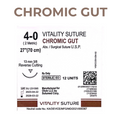 Chromic Gut Suture 4-0, 27" Thread with 13mm, 3/8 Reverse Cutting Needle. Brown. - Vitality™(Box of 12)