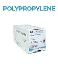 Polypropylene Suture 6-0, 30" Thread with 13 mm, 3/8 Reverse Cutting Needle. Blue. - Vitality™(Box of 12)