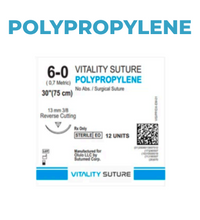 Polypropylene Suture 6-0, 30" Thread with 13 mm, 3/8 Reverse Cutting Needle. Blue. Suture Cover.