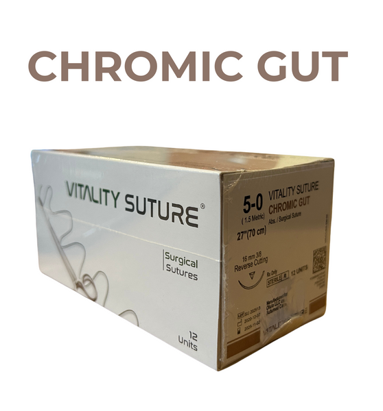 5-0 Chromic Gut 27" Surgical Suture 19mm 3/8 Reverse Cutting