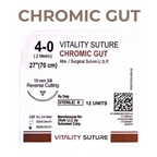 Chromic Gut Suture 4-0, 27" Thread with 19mm, 3/8 Reverse Cutting Needle. Brown. Information.