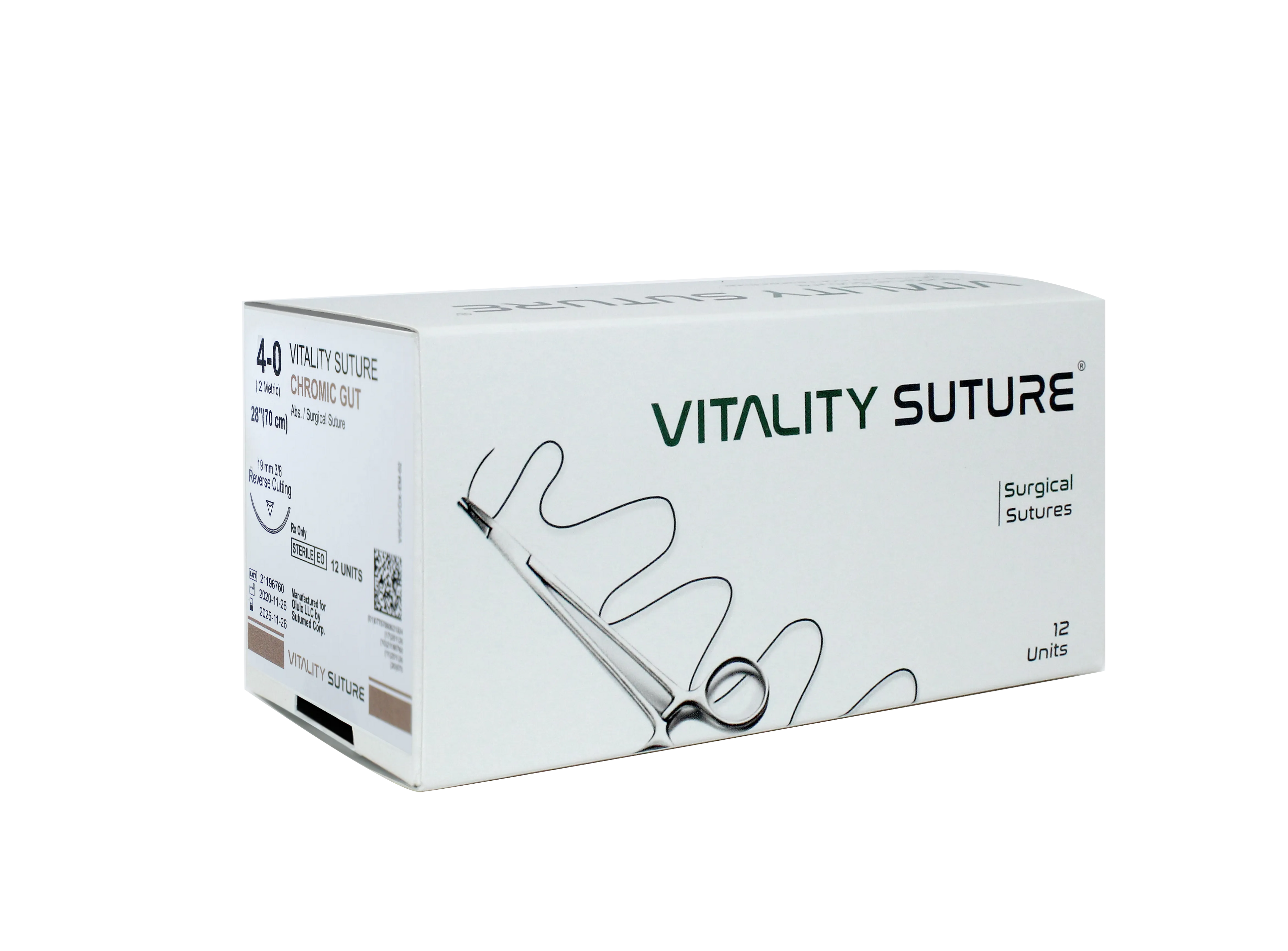 4-0 Chromic Gut 27" Oral Surgery Suture 19mm 3/8 Reverse Cut