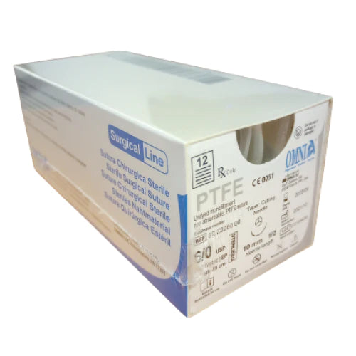6-0 PTFE Suture, 30", 10mm 3/8 Circle, Box of 12